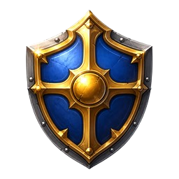 Blue and gold shield representing Defense